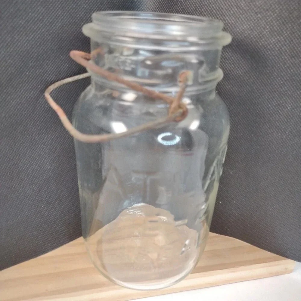 Vintage Atlas E-Z Seal Clear Glass Canning Jar Wire Bail No Lid